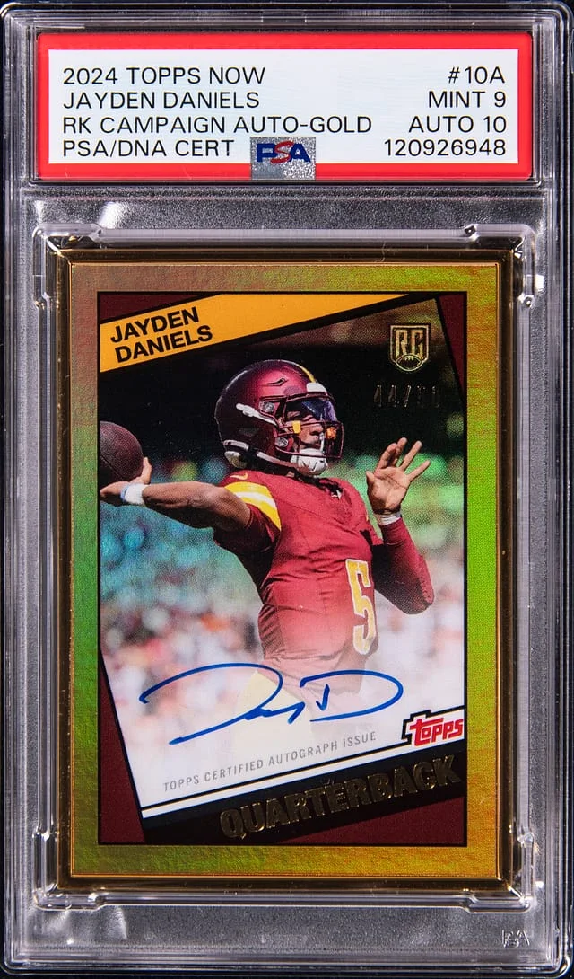2024 Topps Now Jayden Daniels Campaign Autograph-Gold #10A card image