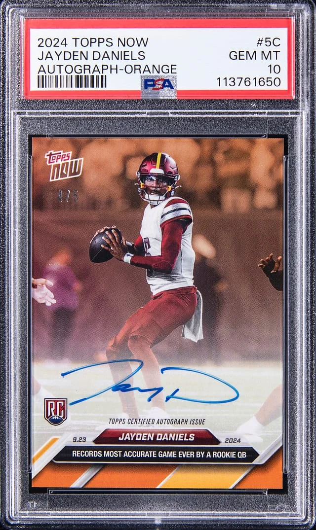 2024 Topps Now Jayden Daniels Autographs Orange #5C card image
