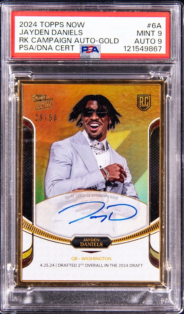 2024 Topps Now Jayden Daniels Campaign Autographs Gold #6A card image