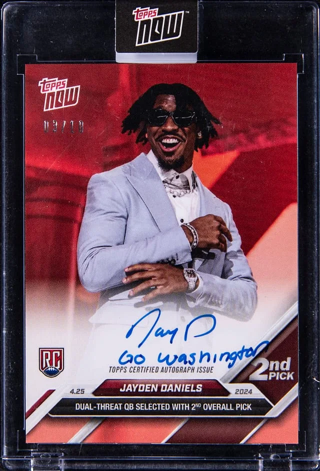 2024 Topps Now Jayden Daniels NFL Draft Autographs Red #D-2E card image