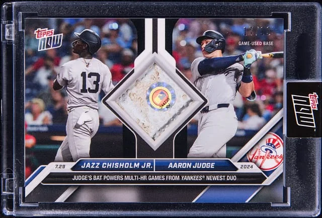 2024 Topps Now Jazz Chisholm Jr./Aaron Judge Judge's Bat Powers Multi-HR Games From Yankees Newest Duo #490B card image