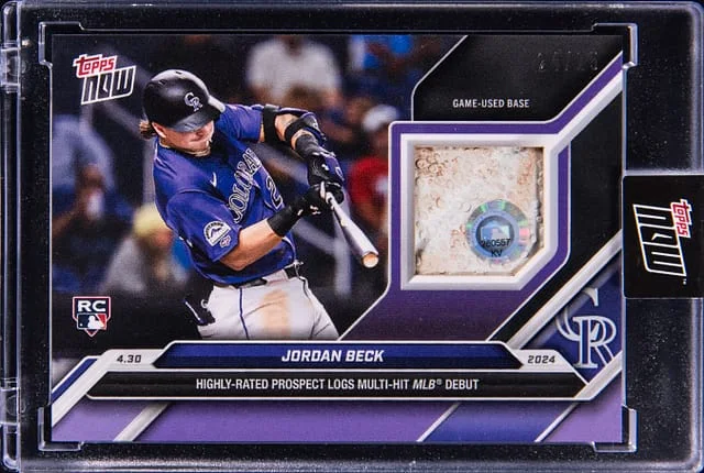 2024 Topps Now Jordan Beck Relic - Topps Encased Highly Rated Prospect Logs Multi Hit MLB Debut #137C card image