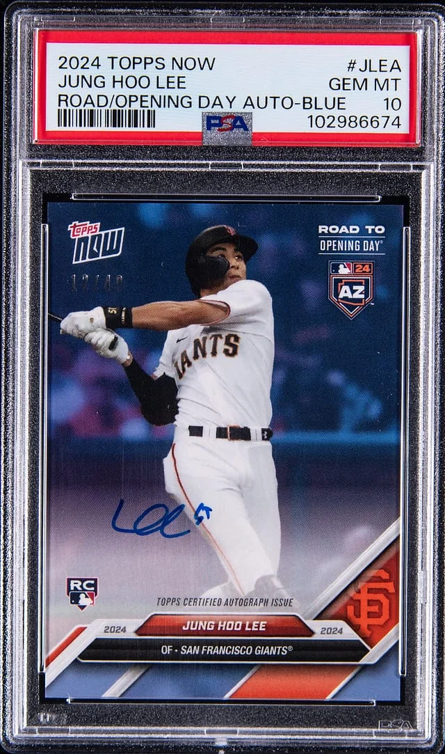 2024 Topps Now Jung Hoo Lee Road To Opening Day Autographs Blue #JLE-A card image