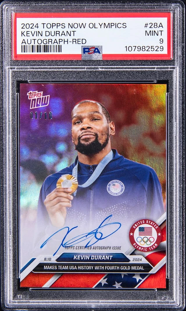2024 Topps Now Kevin Durant Olympics Autograph Red #28A card image