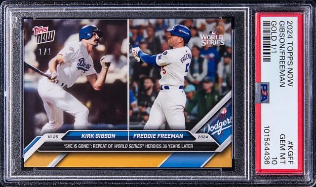 2024 Topps Now Kirk Gibson/Freddie Freeman World Series Gold #KGFF card image