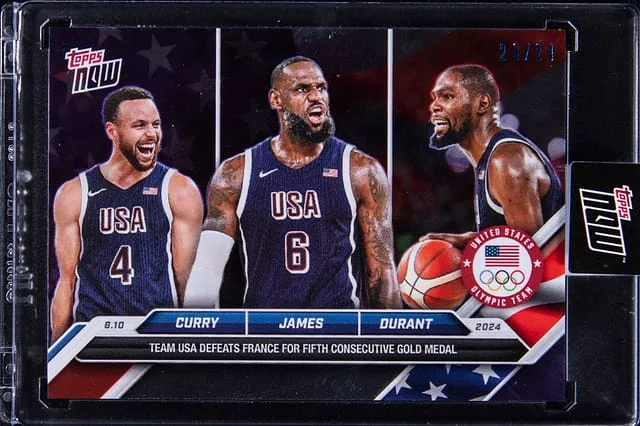 2024 Topps Now LeBron James/Stephen Curry/Kevin Durant - Topps Encased Stars and Stripes #26 card image