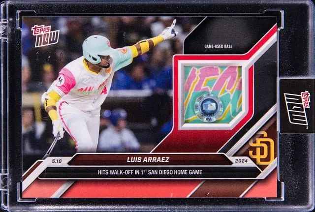 2024 Topps Now Luis Arraez Hits Walk Off in 1st San Diego Hame Game #177D card image