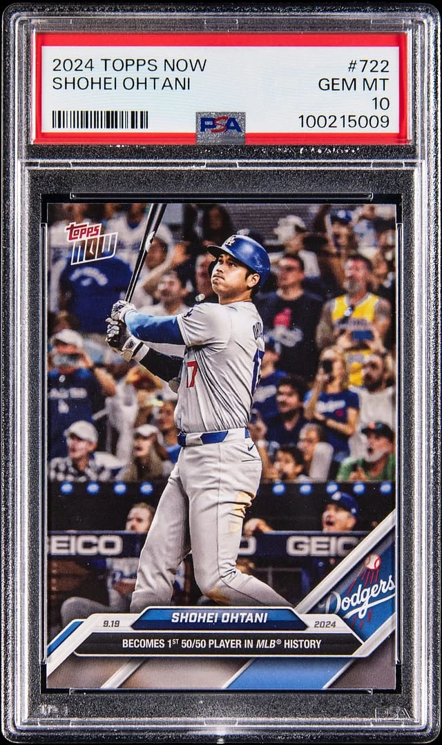 2024 Topps Now Shohei Ohtani Becomes 1st Player 50/50 Player in MLB History #722 card image