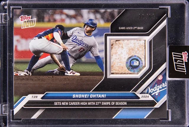 2024 Topps Now Shohei Ohtani Game-Used Relic Card - Topps Encased, MLB Authenticated Base Relic #487B card image