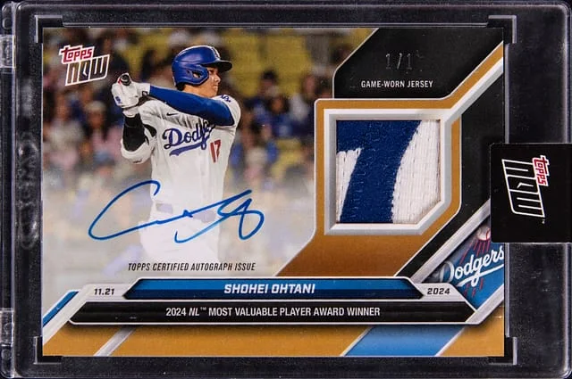 2024 Topps Now Shohei Ohtani Offseason Autograph Relic Gold #OS-6C card image