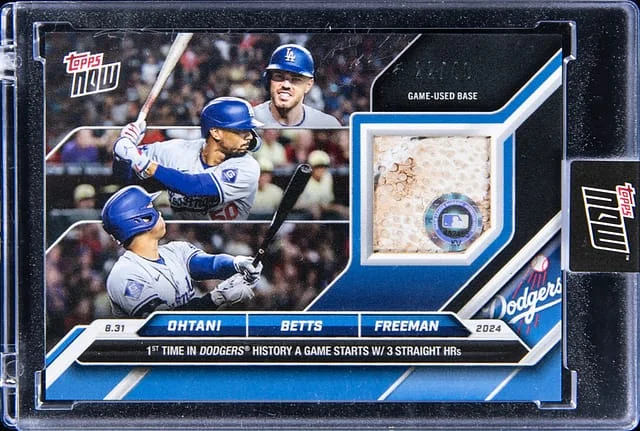 2024 Topps Now Shohei Ohtani/Mookie Betts/Freddie Freeman Game-Used 1st Time in Dodgers History a Game Starts With 3 Straight Home Runs #620c card image