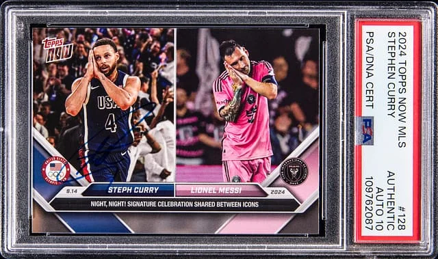 2024 Topps Now Stephen Curry MLS /Lionel Messi #128 card image