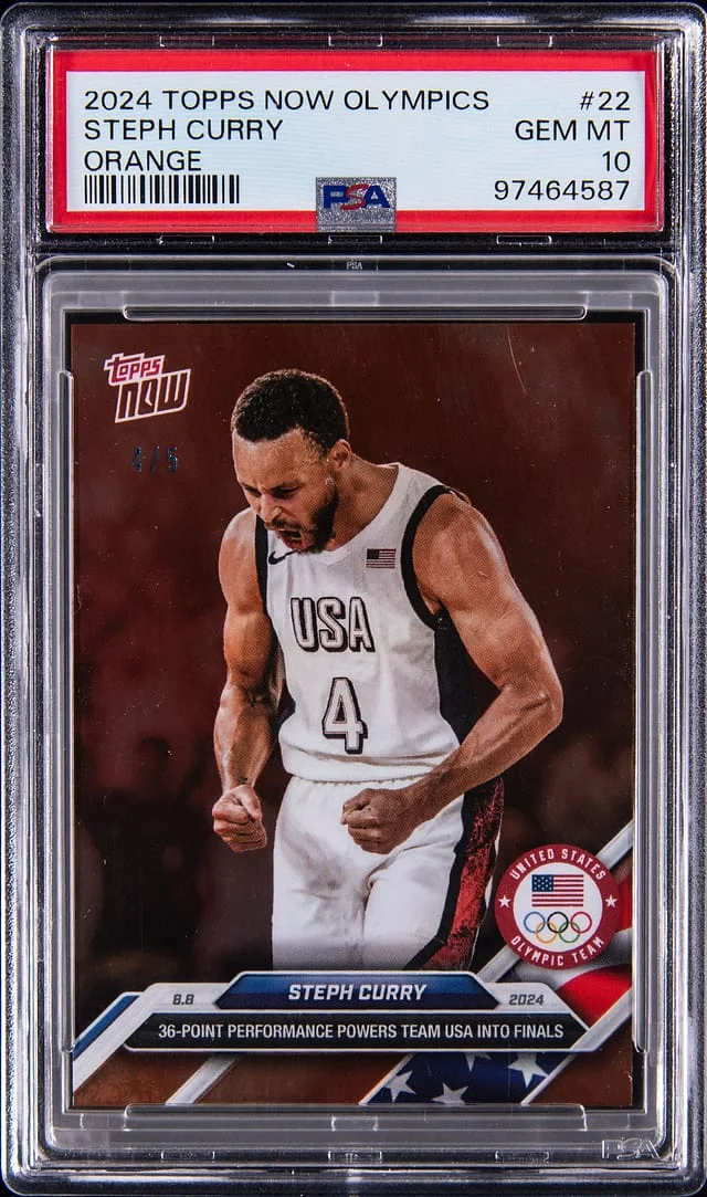 2024 Topps Now Stephen Curry Olympics Orange #22 card image