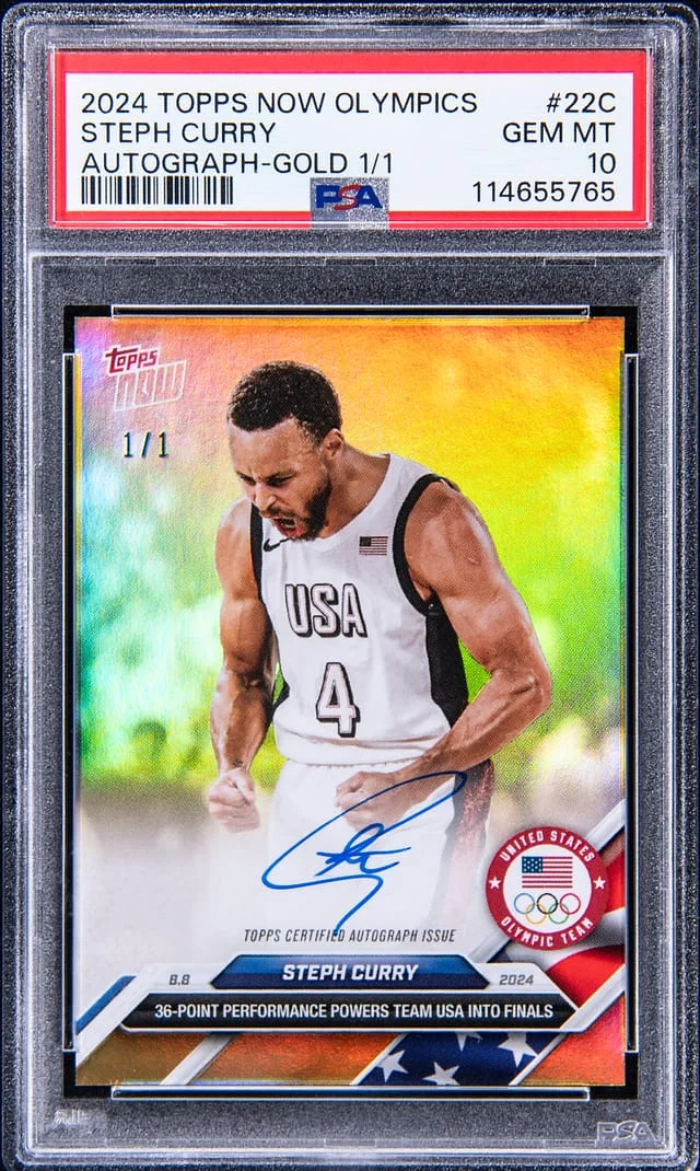 2024 Topps Now Stephen Curry Olympics Autograph Gold #22C card image