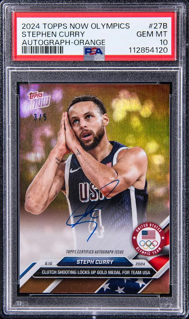 2024 Topps Now Stephen Curry Olympics Autographs Orange #27B card image