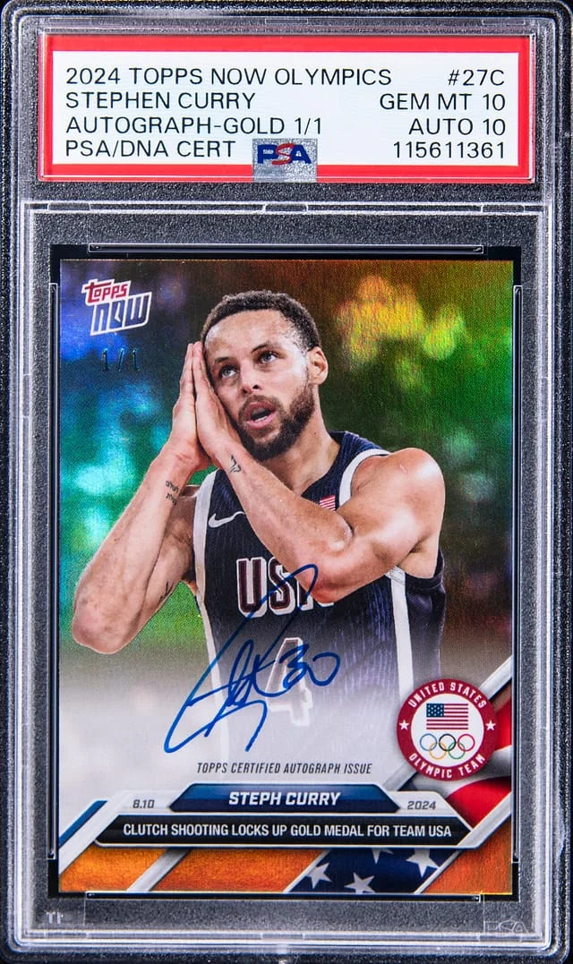 2024 Topps Now Stephen Curry Olympics Autographs Gold #27C card image