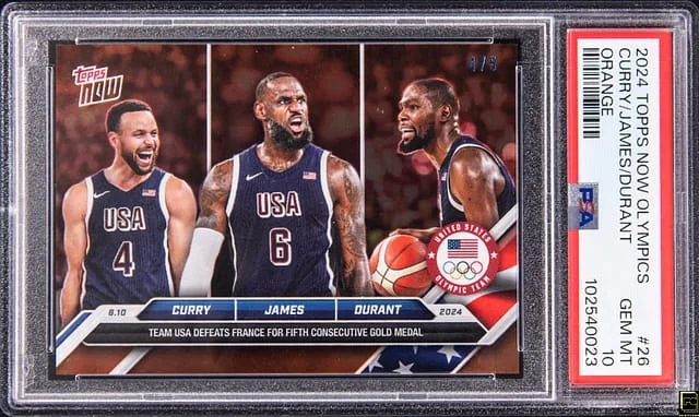 2024 Topps Now Stephen Curry/LeBron James/Kevin Durant - Curry's Team USA Jersey Number Olympics Orange #26 card image