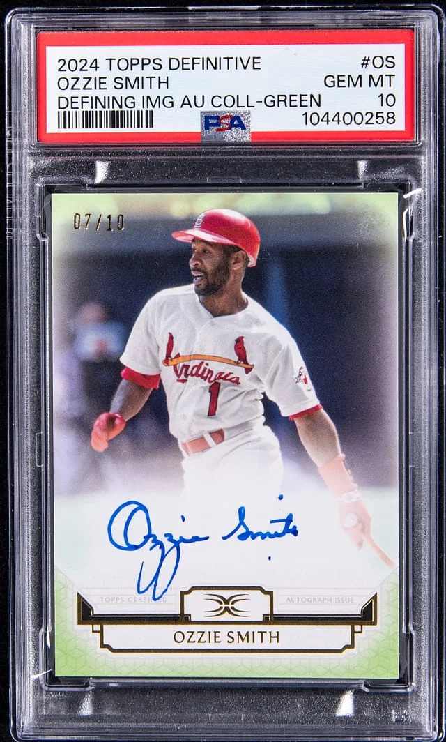 2024 Topps Ozzie Smith Definitive Collection Defining Images Autograph Green #DAAC-OS card image
