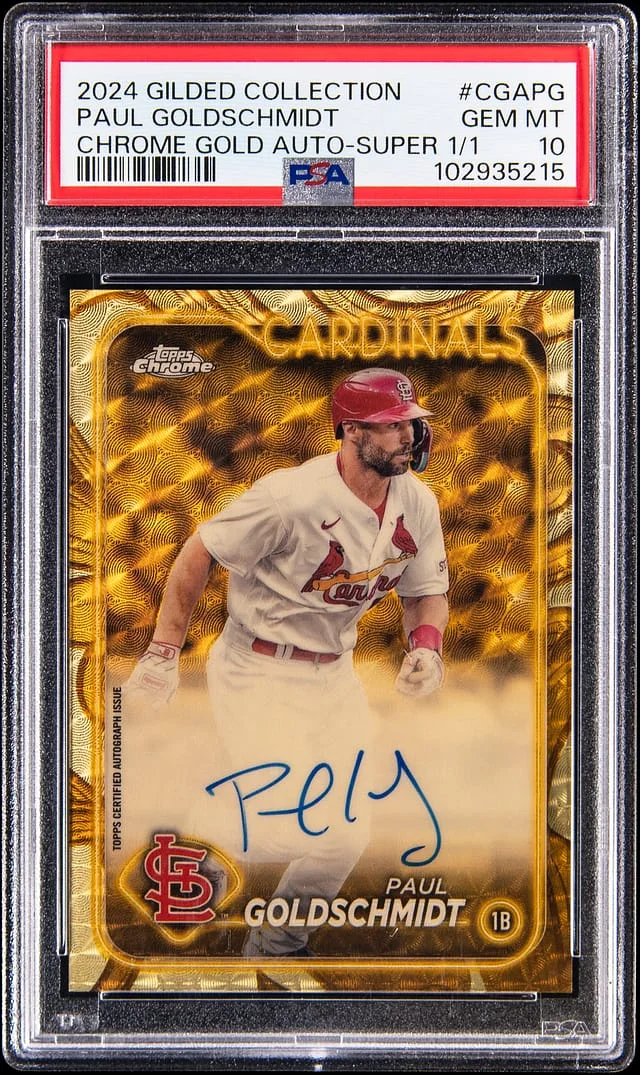 2024 Topps Paul Goldschmidt Gilded Collection Chrome Gold Autograph SuperFractor #CGA-PG card image