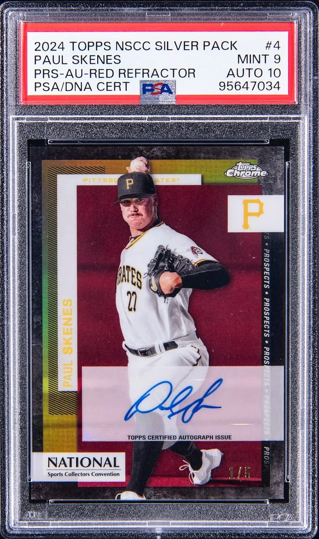 2024 Topps Paul Skenes NSCC Silver Pack Prospect Autographs Red Refractor #4 card image