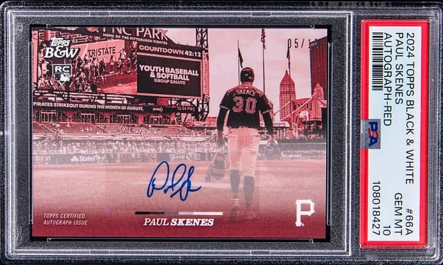 2024 Topps Paul Skenes Black & White Autograph Red #66-A card image