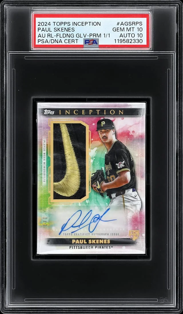 2024 Topps Paul Skenes Inception Autograph Game Sock Relic Logo #AGSR-PS card image