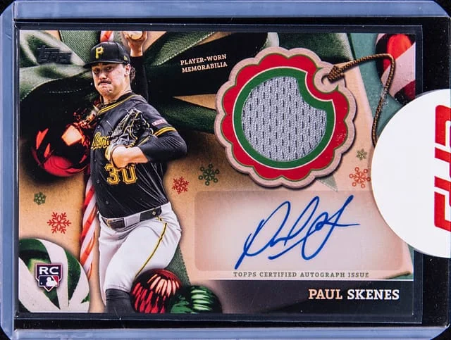 2024 Topps Paul Skenes Holiday Mega Autographed Relic #ARC-PS card image