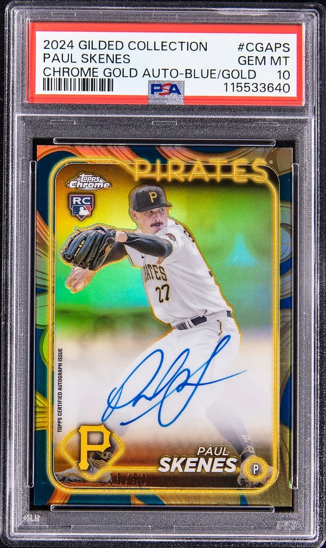 2024 Topps Paul Skenes Gilded Collection Chrome Gold Autograph Blue/Gold #CGA-PS card image