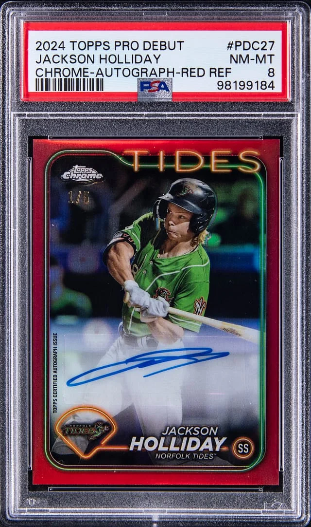 2024 Topps Pro Debut Jackson Holliday Chrome Autographs Red Refractor #PDC-27 card image