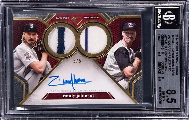 2024 Topps Randy Johnson Diamond Icons Dual Team Autograph Relic Red #DTA-RJ card image