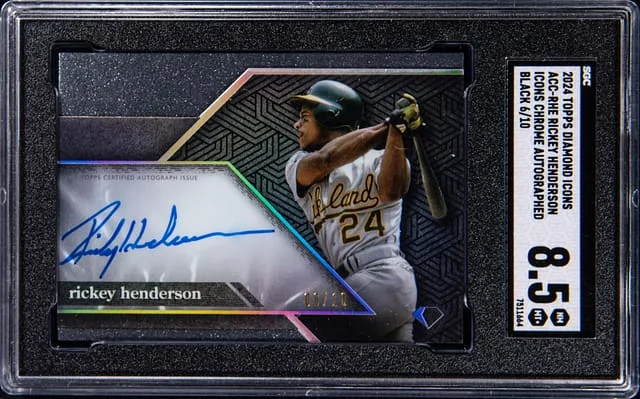2024 Topps Rickey Henderson Diamond Icons Icons Chrome Autographed Black #ACC-RHE card image