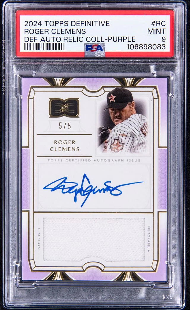 2024 Topps Roger Clemens Definitive Collection Autograph Relic Purple #DARC- card image