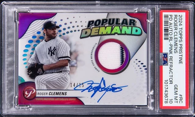 2024 Topps Roger Clemens Pristine Popular Demand Autograph Relic Pink Refractor #DPAR- card image
