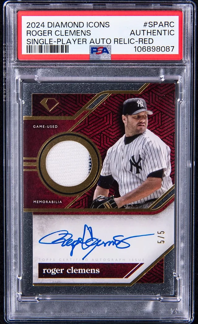 2024 Topps Roger Clemens Diamond Icons Single Player Autograph Relic Red #SPA- card image