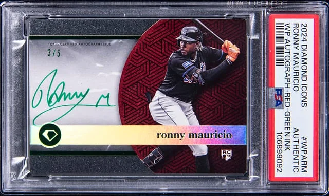 2024 Topps Ronny Mauricio Diamond Icons White Polychromatink Autograph Red Green Ink #WPA-RM card image