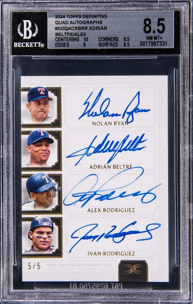 2024 Topps Ryan/Beltre/Rodriguez/Rodriguez Multi-Signed Definitive Collection Quad Autographs #DDQAC-RBRR card image