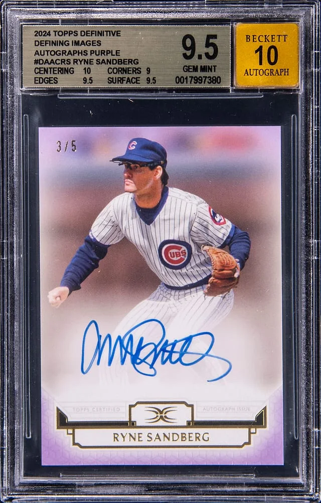 2024 Topps Ryne Sandberg Definitive Collection Defining Images Autograph Purple #DAAC-RS card image