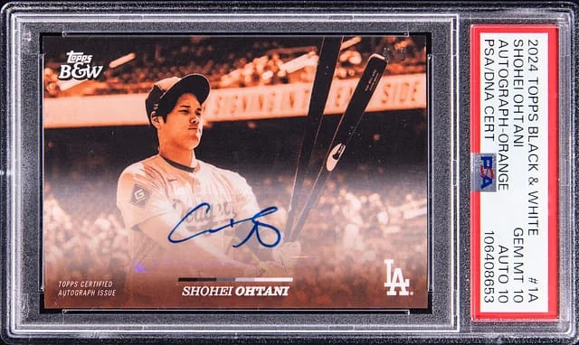 2024 Topps Shohei Ohtani Black & White Autograph Orange #1-A card image