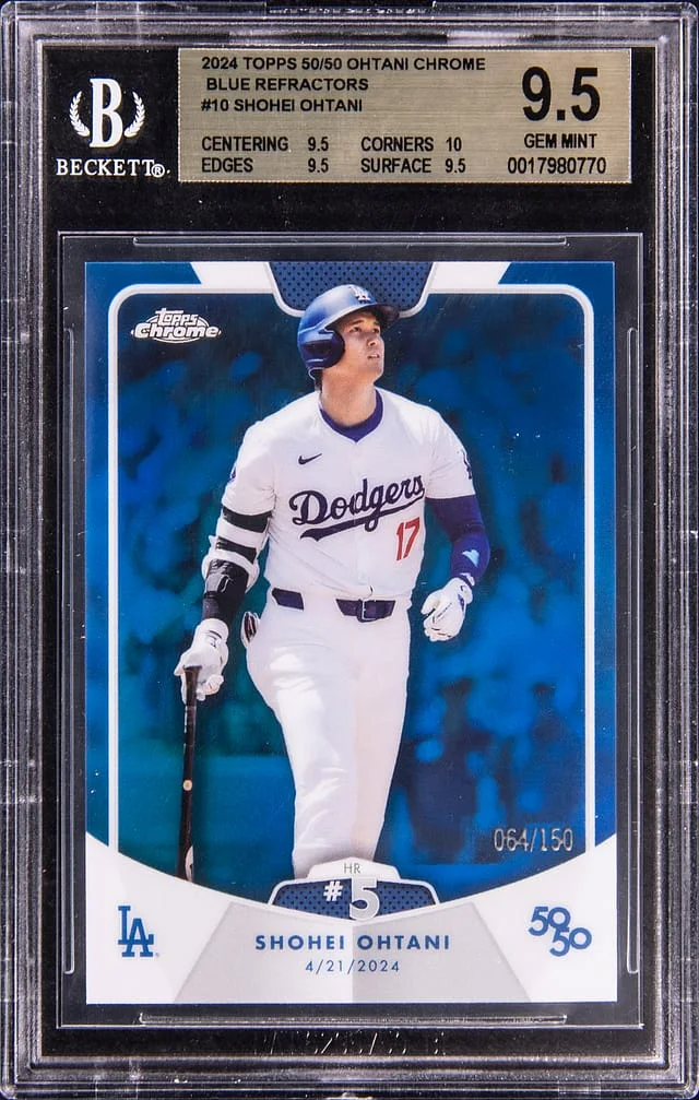 2024 Topps Shohei Ohtani 50/50 Ohtani Chrome Blue Refractors #10 card image