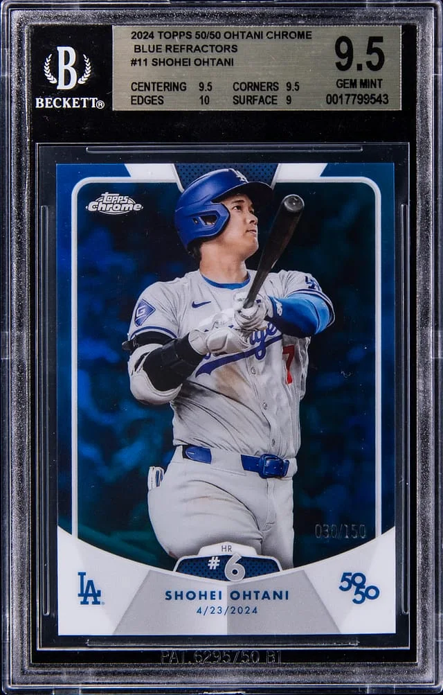 2024 Topps Shohei Ohtani 50/50 Ohtani Chrome Blue Refractor #11 card image