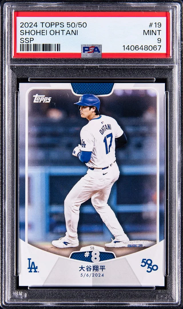 2024 Topps Shohei Ohtani 50/50 Chrome Blue Refractor #19 card image