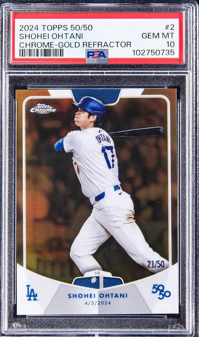 2024 Topps Shohei Ohtani 50/50 Chrome Green Refractor #2 card image