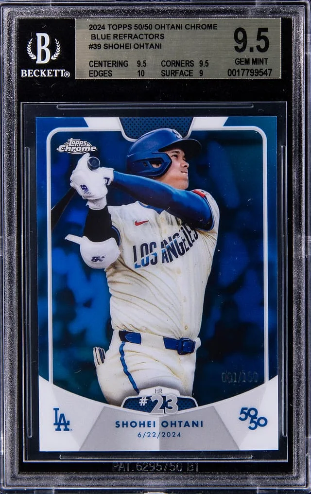 2024 Topps Shohei Ohtani 50/50 Ohtani Chrome Blue Refractor #39 card image