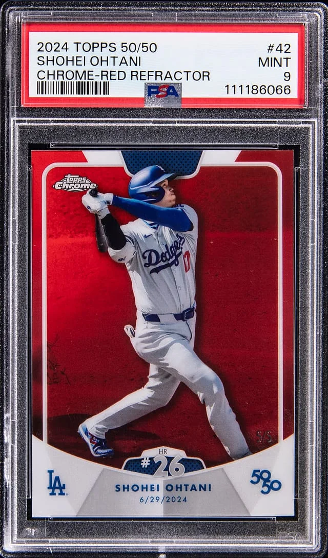 2024 Topps Shohei Ohtani 50/50 Chrome Red Refractor #42 card image