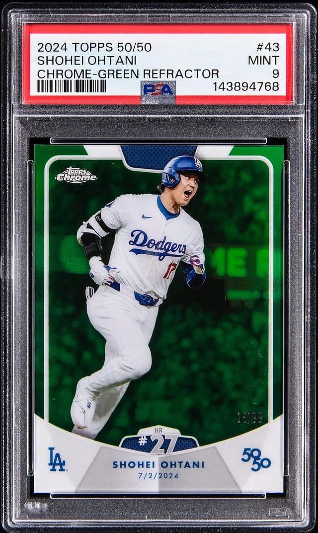 2024 Topps Shohei Ohtani 50/50 Chrome Green Refractor #43 card image