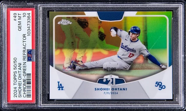 2024 Topps Shohei Ohtani 50/50 Chrome Green Refractor #49 card image