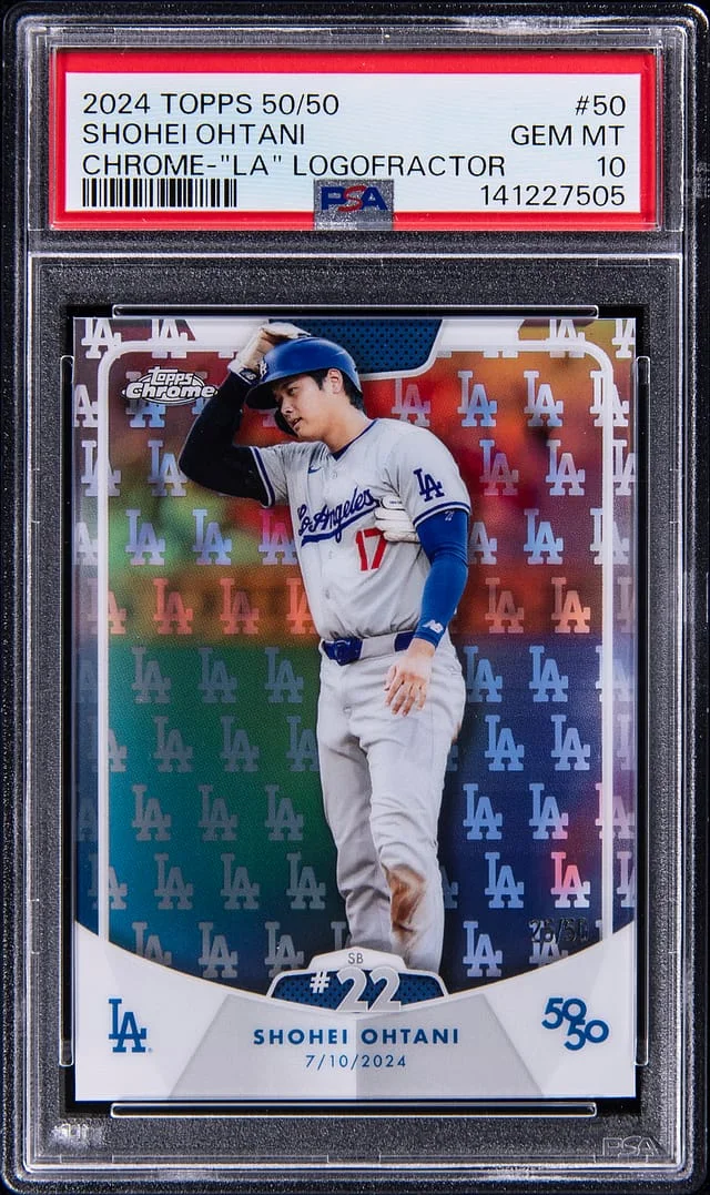 2024 Topps Shohei Ohtani 50/50 Chrome Green Refractor #50 card image