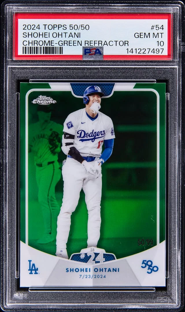 2024 Topps Shohei Ohtani 50/50 Chrome Green Refractor #54 card image