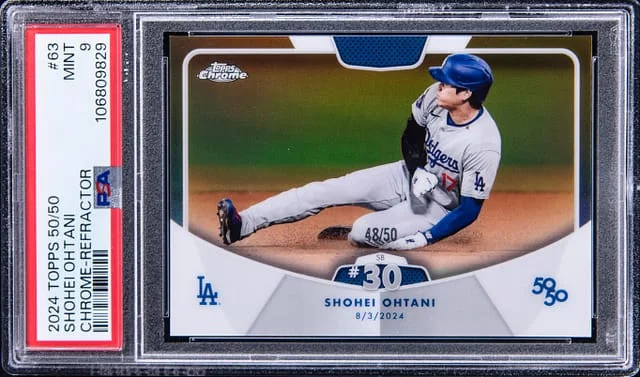2024 Topps Shohei Ohtani 50/50 Chrome Green Refractor #63 card image