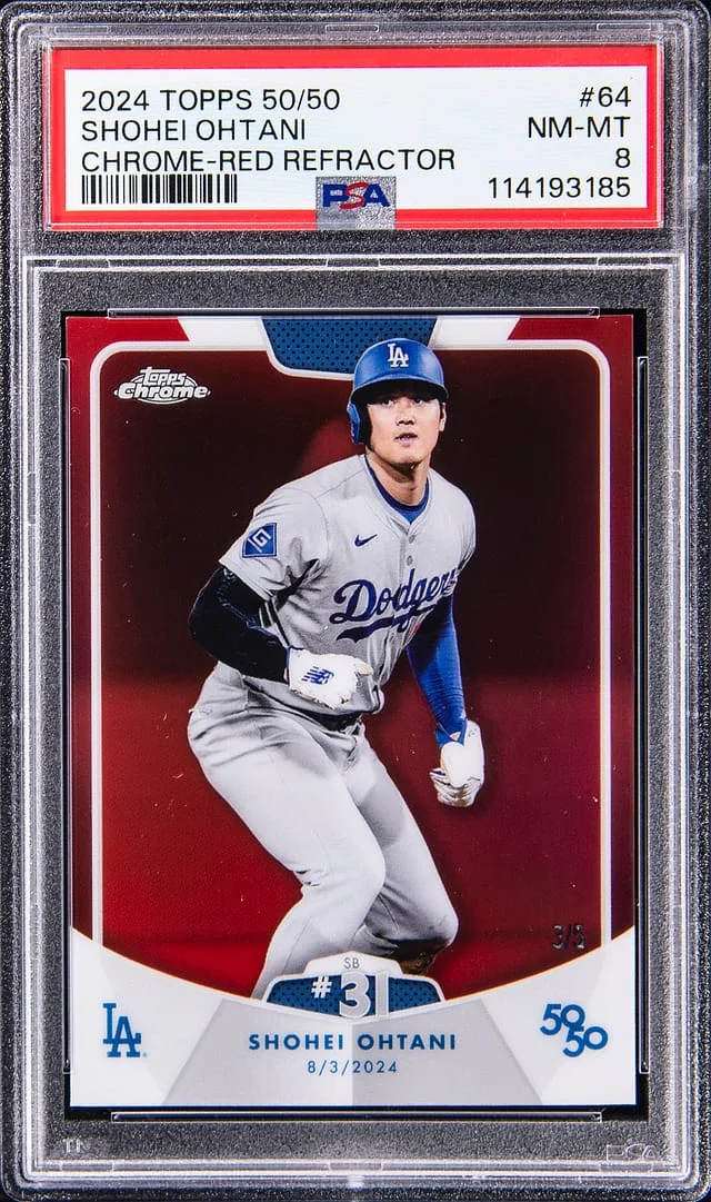 2024 Topps Shohei Ohtani 50/50 Chrome Red Refractor #64 card image